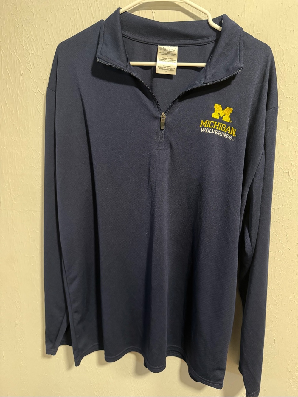 Michigan Wolverines Quarter Zip Pullover Navy Blue Size Large